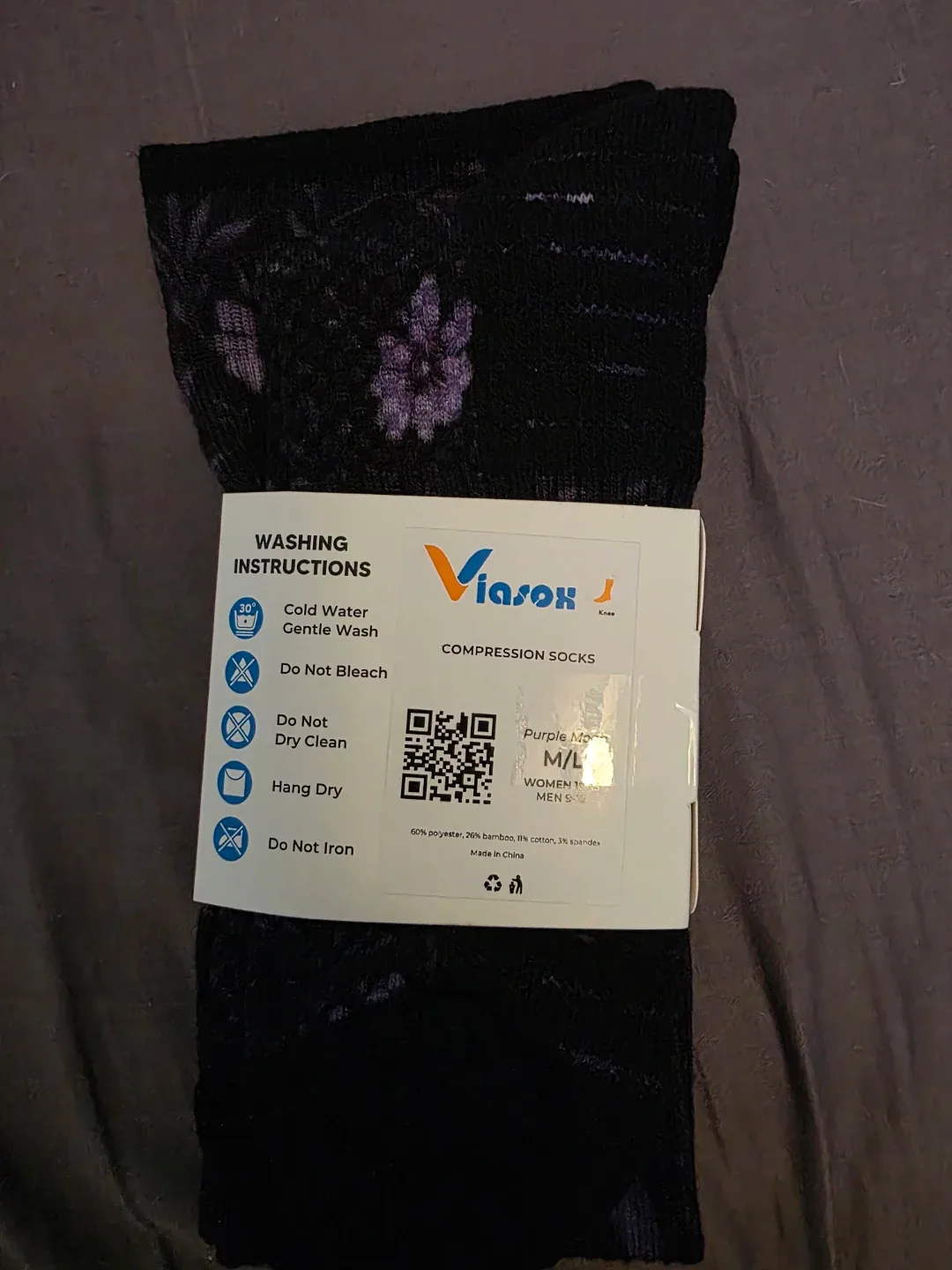 Viasox Compression Socks - Purple Floral, M/L image indicator(2)