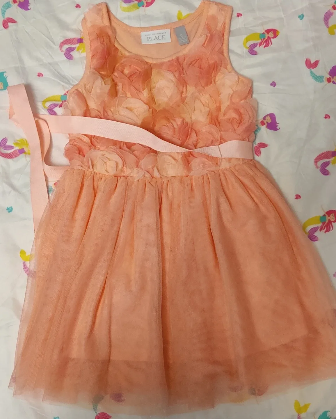 Children's Place Peach Floral Dress, Size 4T thumbnail