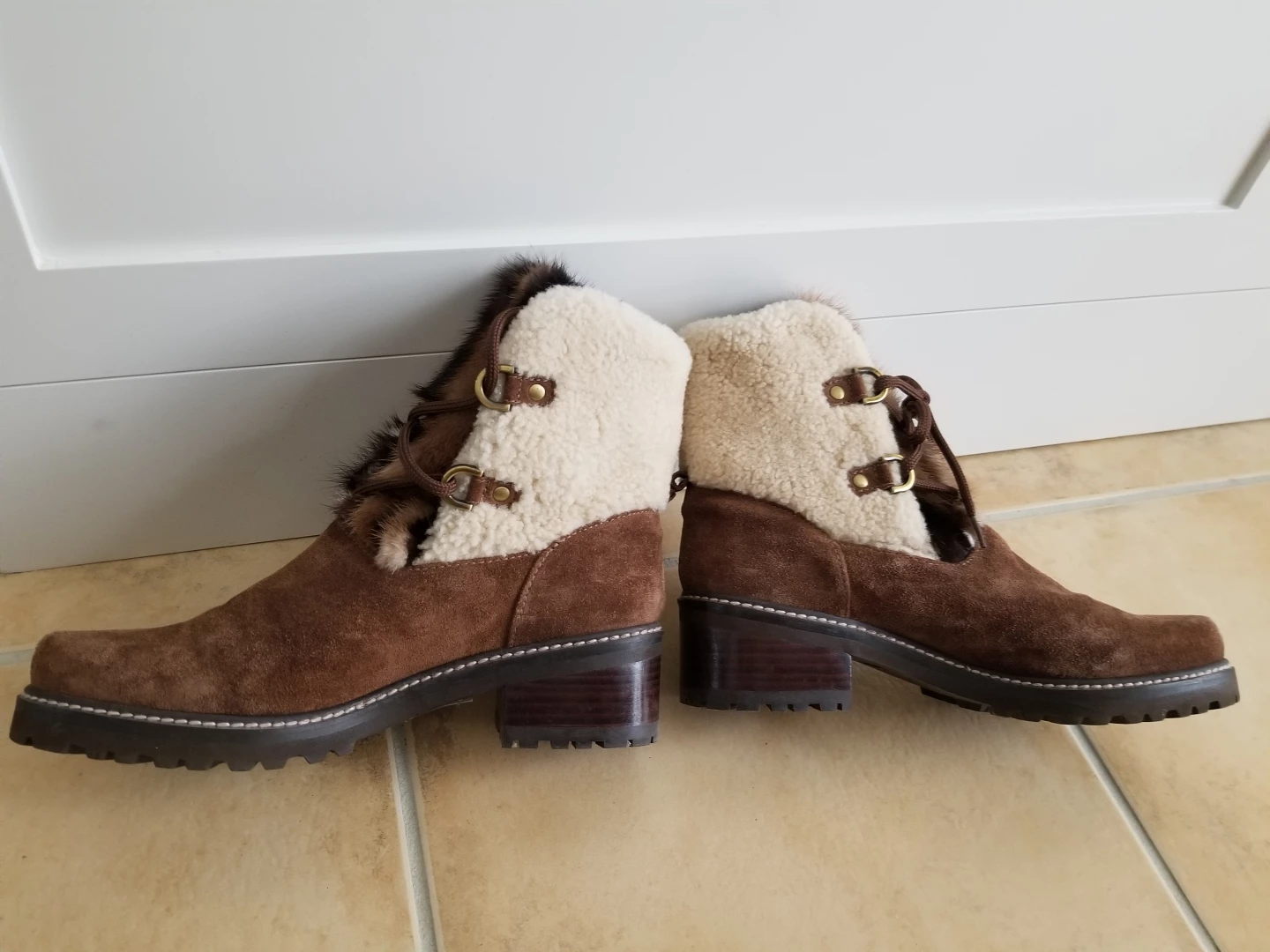 Brown Suede & Shearling Ankle Boots - photo 5