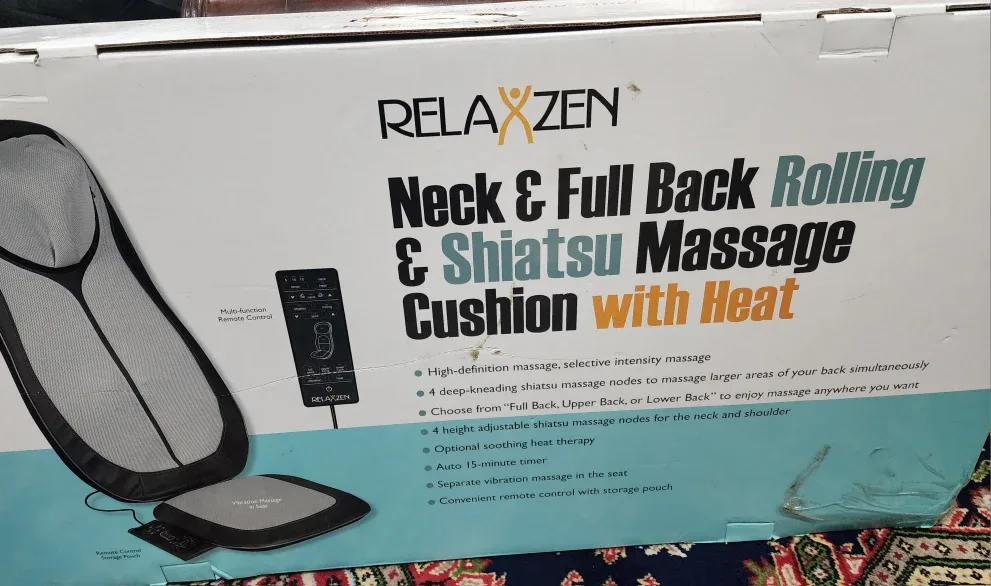 Relaxzen Full Back Shiatsu Massager with Heat - Gray image indicator(2)