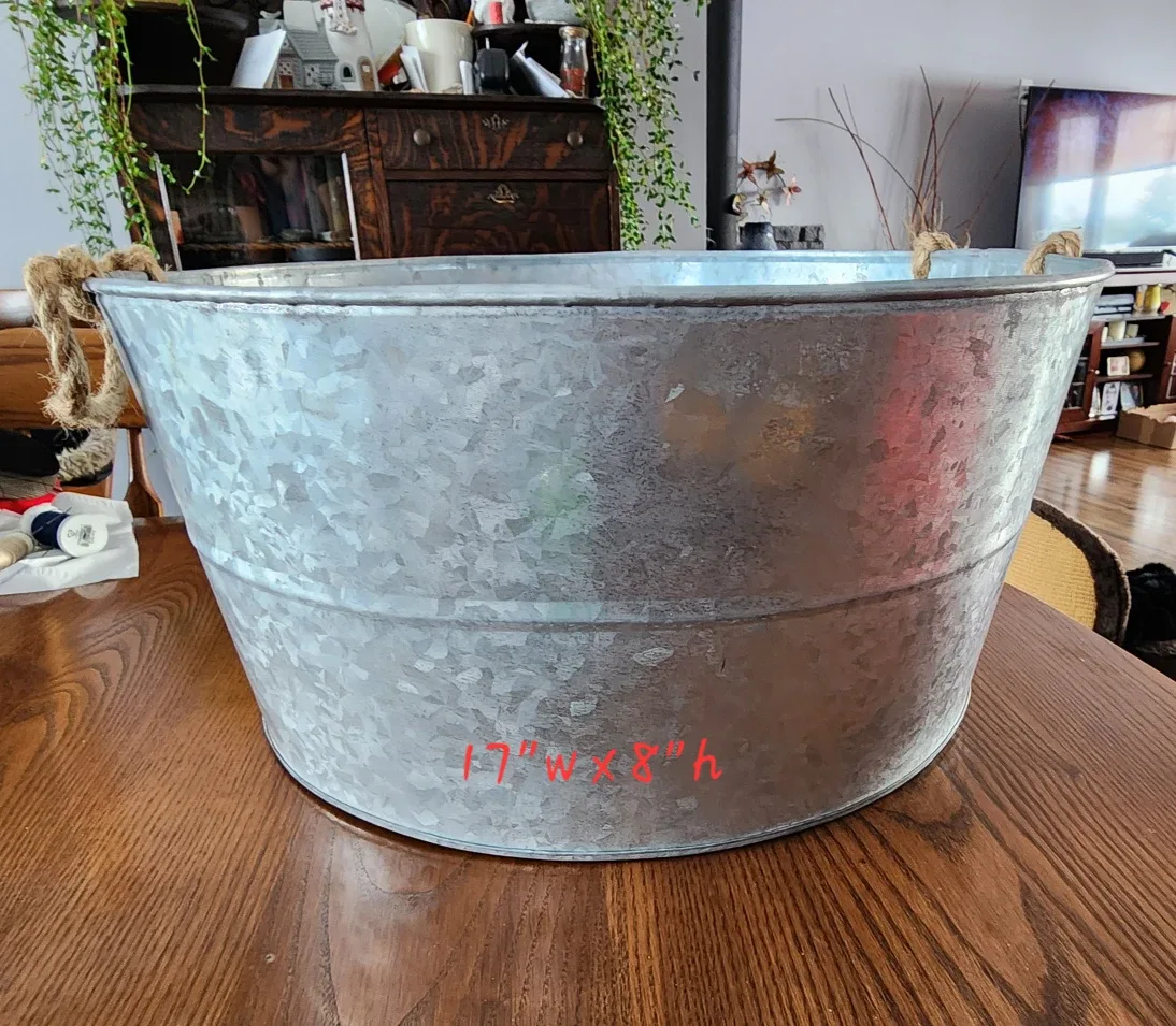 NEW Galvanized Metal Tub - 17"x8"  cleanout