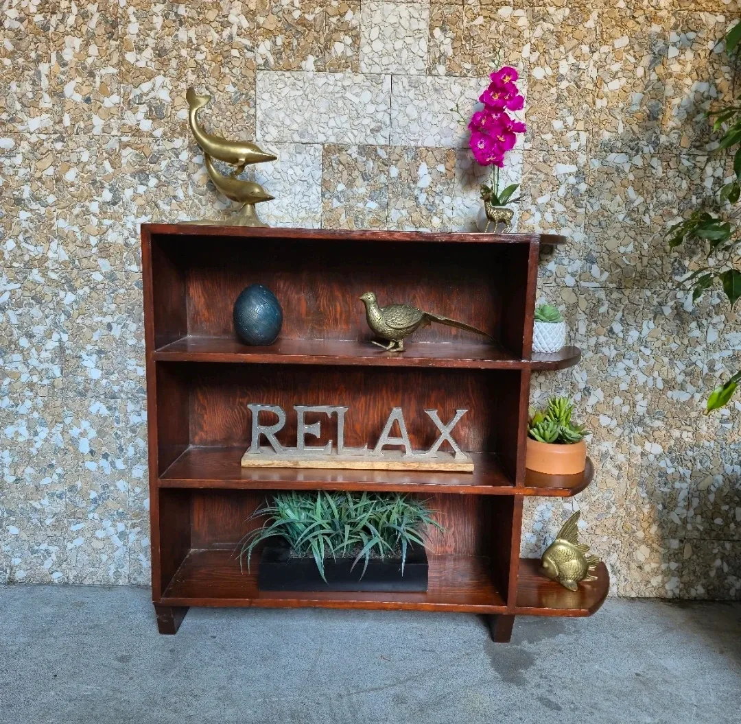 Vintage Wooden Shelf with Side Display thumbnail