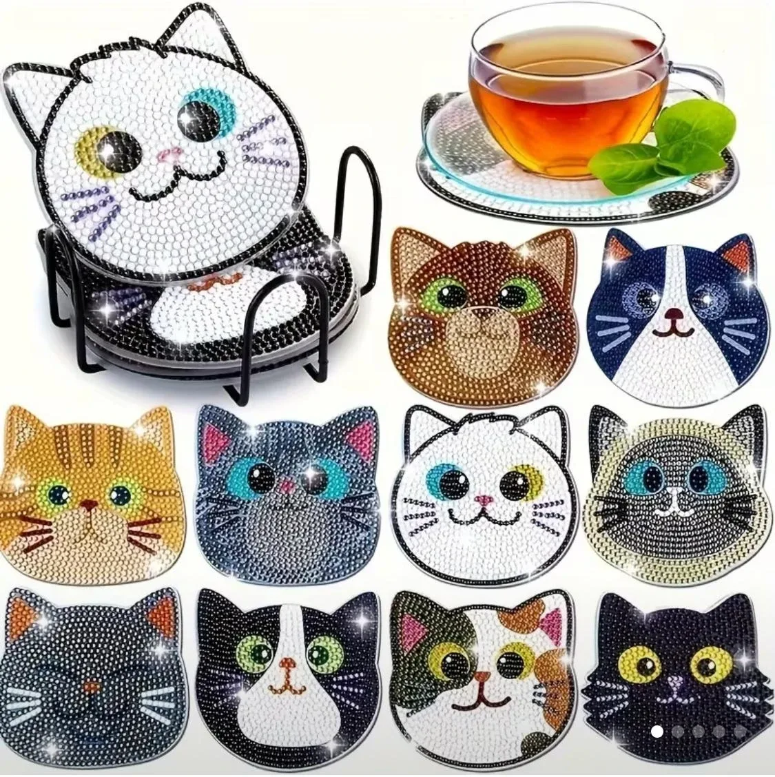 Assorted Decorative Coaster Set with Holder image indicator(2)