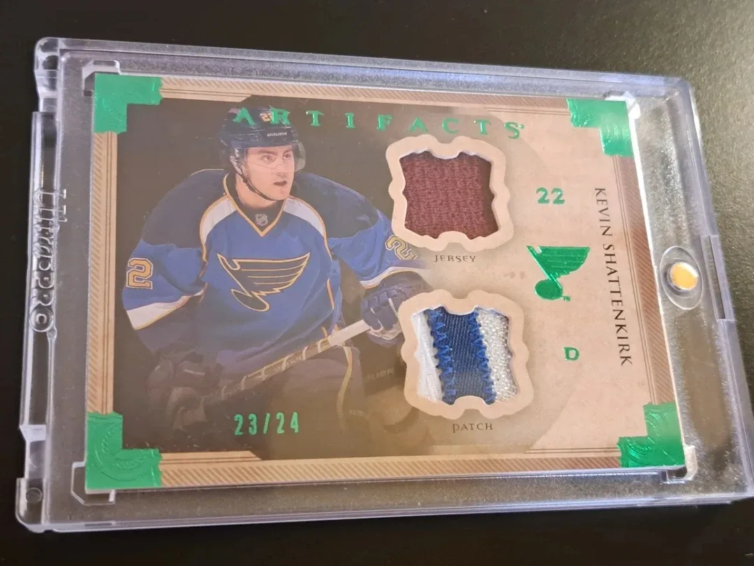 Kevin Shattenkirk 2013-14 Artifacts Hockey Card gold and Emerald image indicator(6)