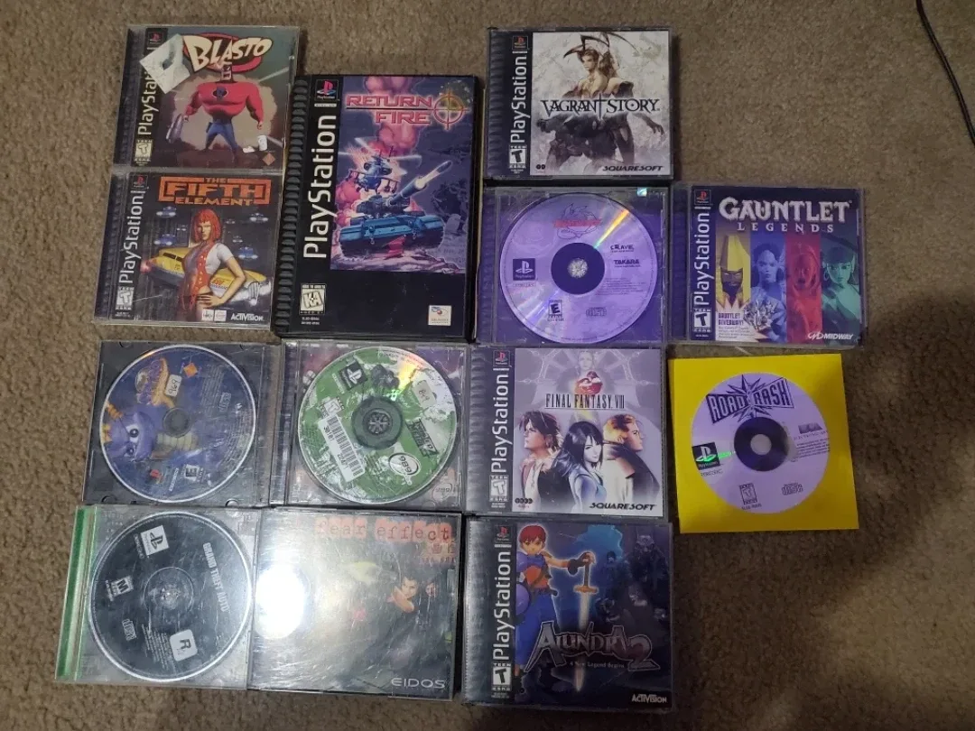PlayStation 1 System plus Games Lot - Various Titles