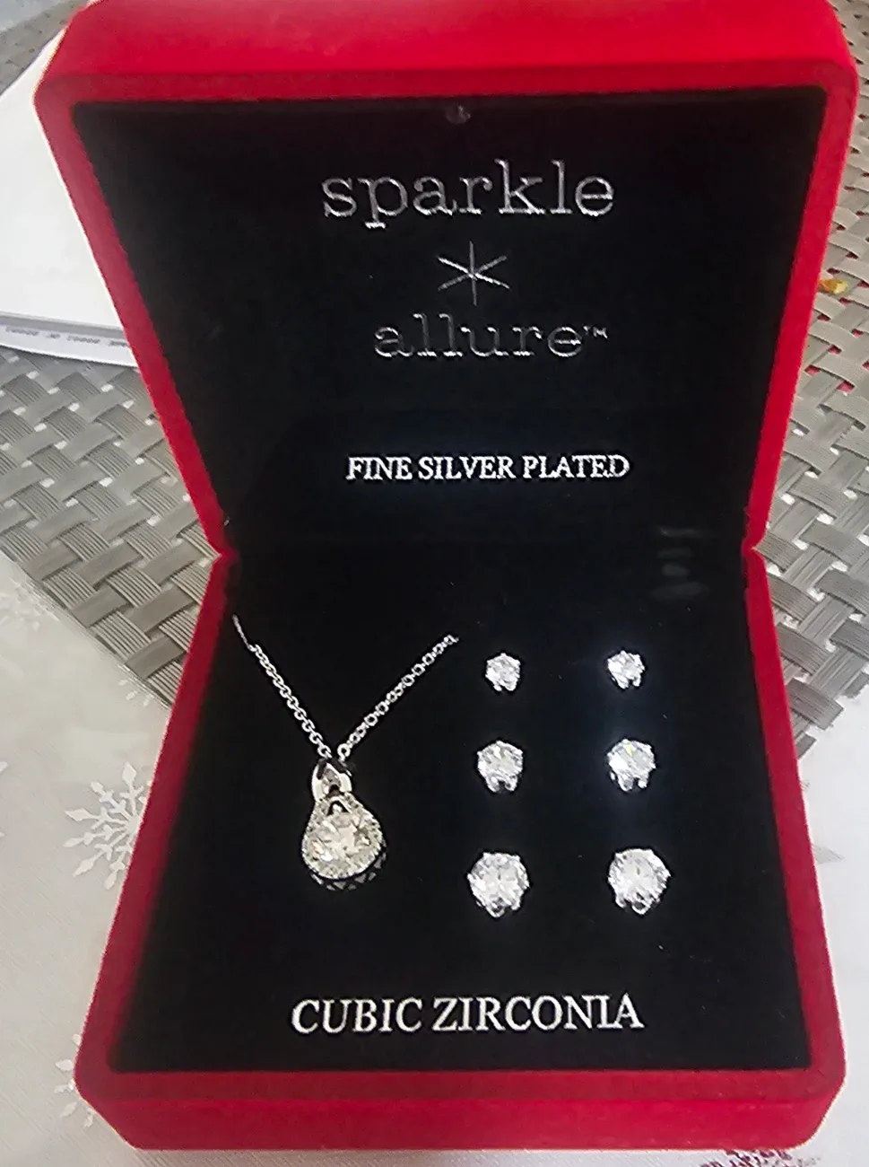Sparkle Allure Fine Silver Plated Cubic Zirconia Set