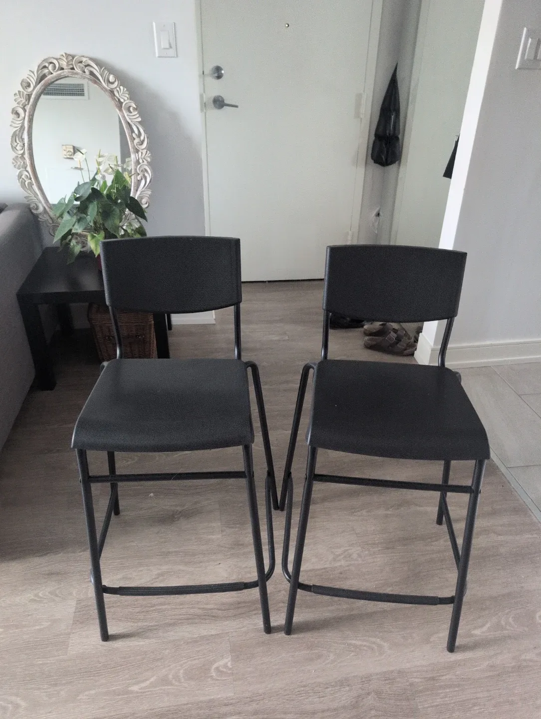 Pair of Black Bar Stools