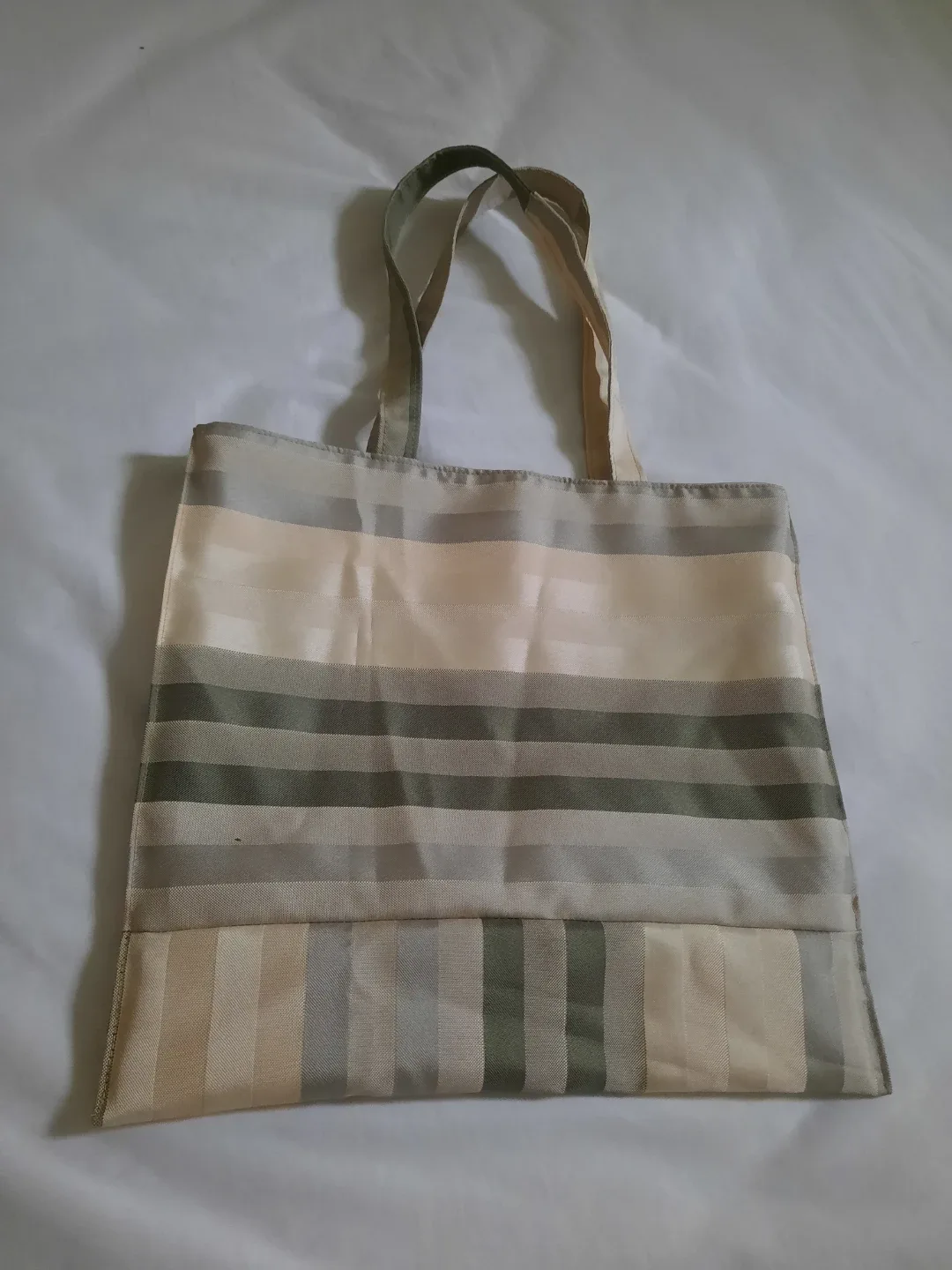 Reversible , Striped Tote Bag - Beige and Grey image indicator(4)