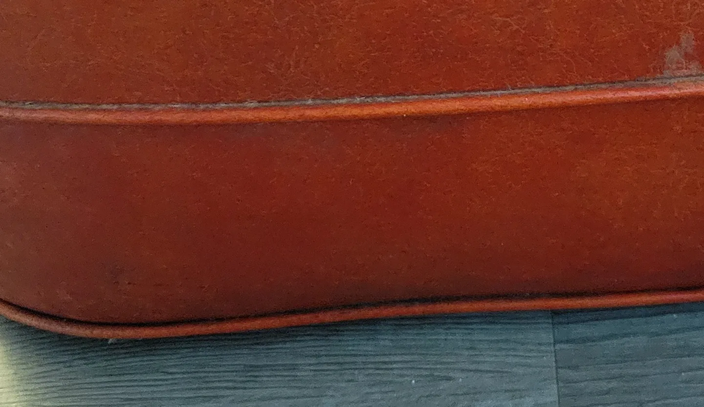 Vintage Burnt Orange Mid Century Ottoman. image indicator(6)