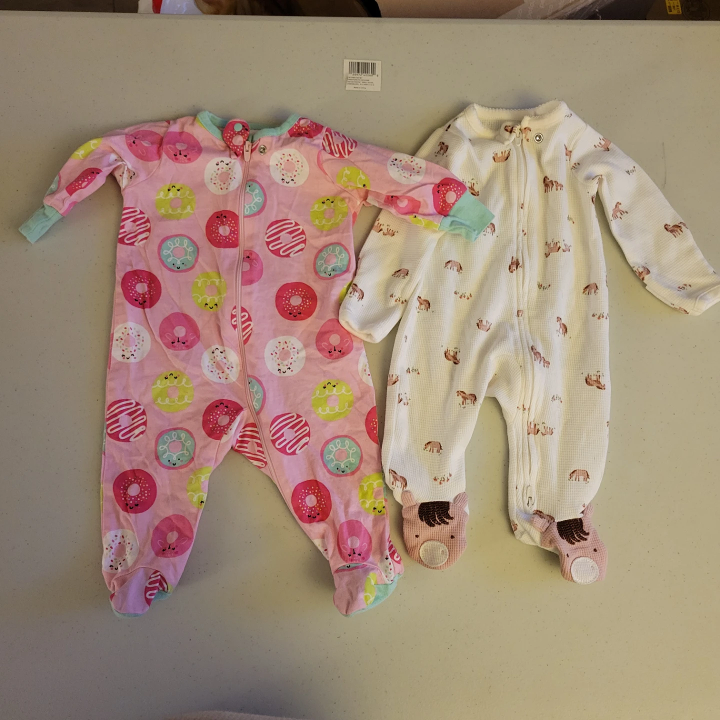 Baby Pajamas (2) - Donut Print & Horse Print 0-3mo