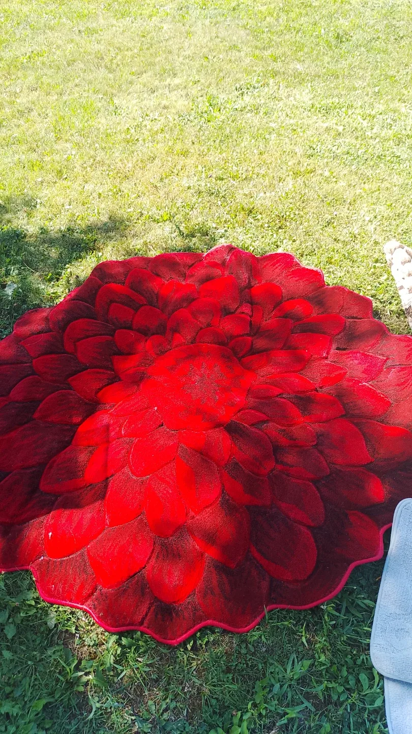 Flowers Red Rug - 5'2" x 5'2" image indicator(2)