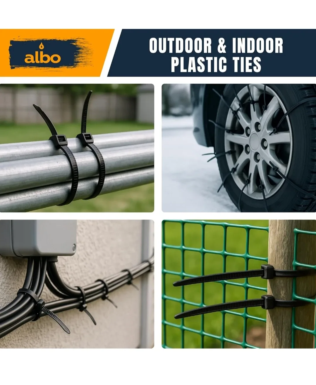 Albo 10" Black Zip Ties - 1000 Pack - New image indicator(3)