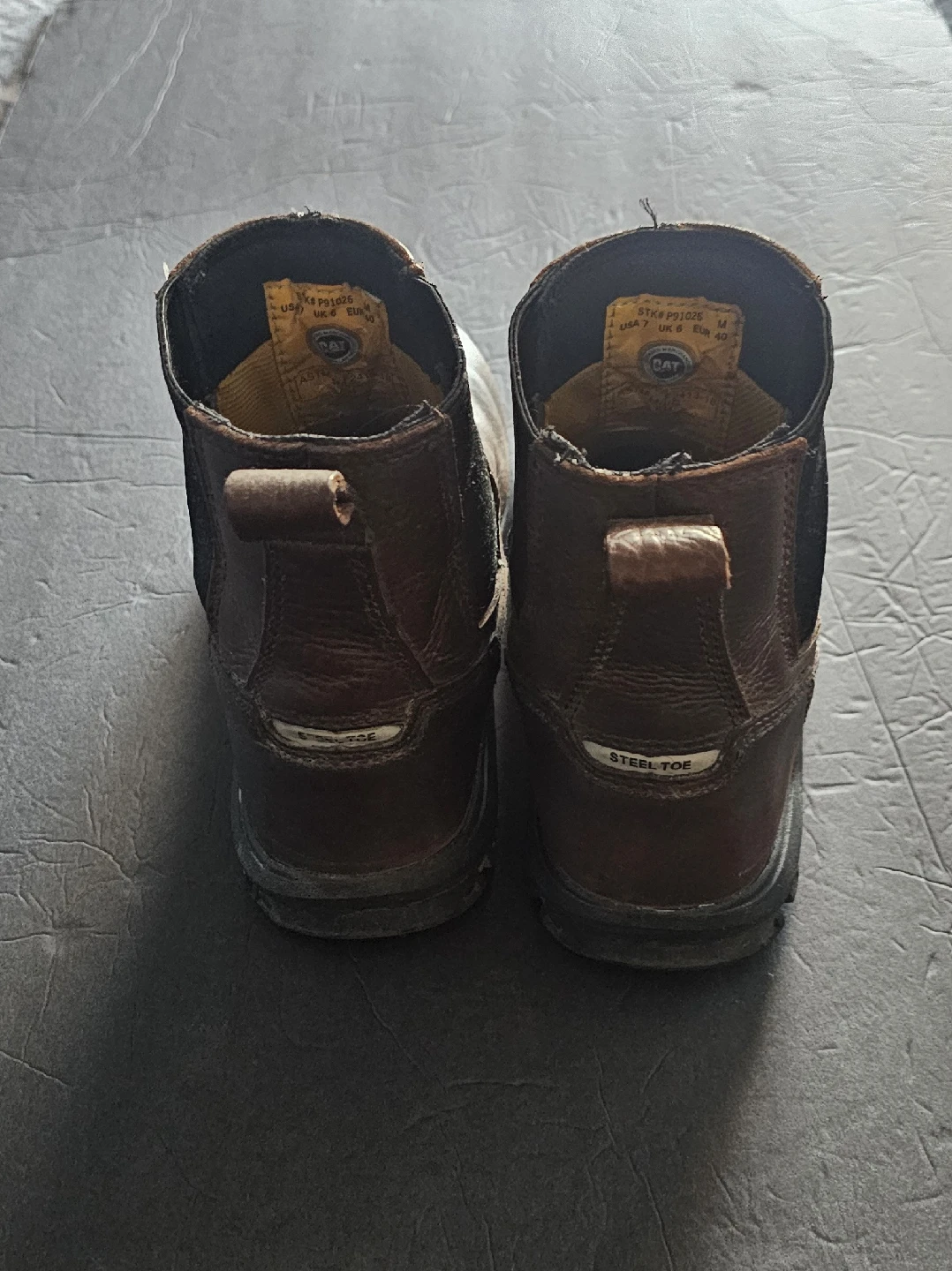 CATERPILLAR Brown Leather Steel Toe Work Boots - Size 7 - photo 2