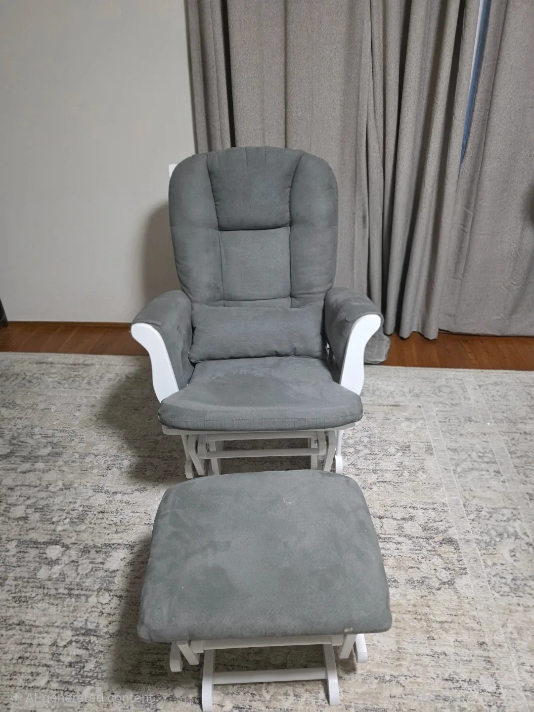 Grey Rocking chair and Ottoman Set image indicator(2)