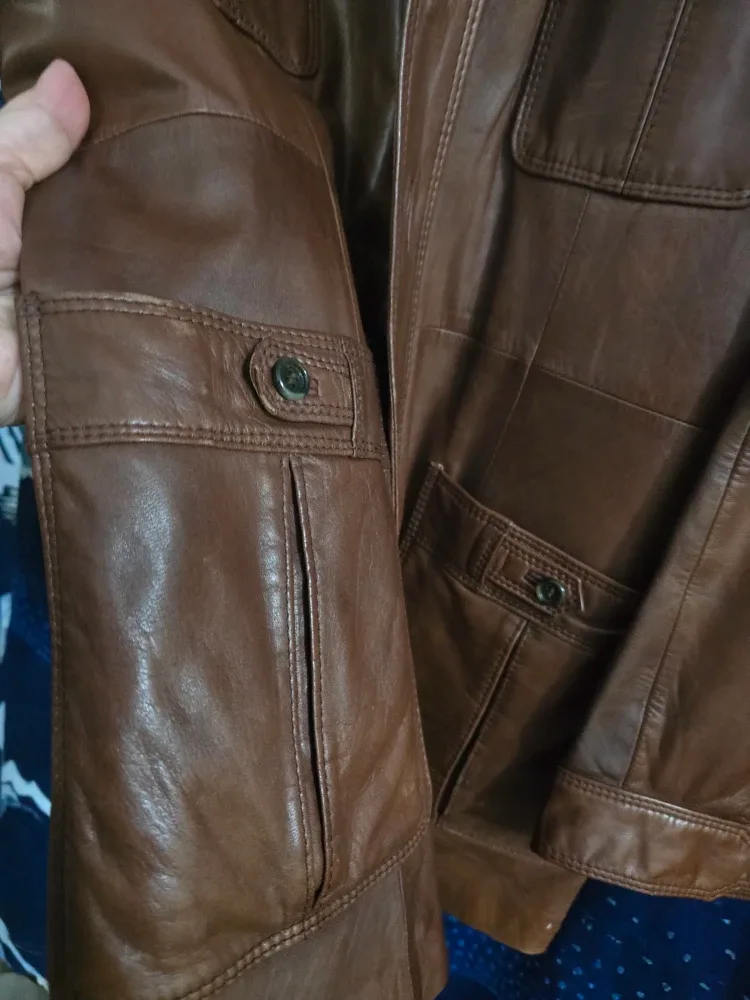 VINTAGE SAXONY Brown Beautiful Leather Jacket image indicator(3)