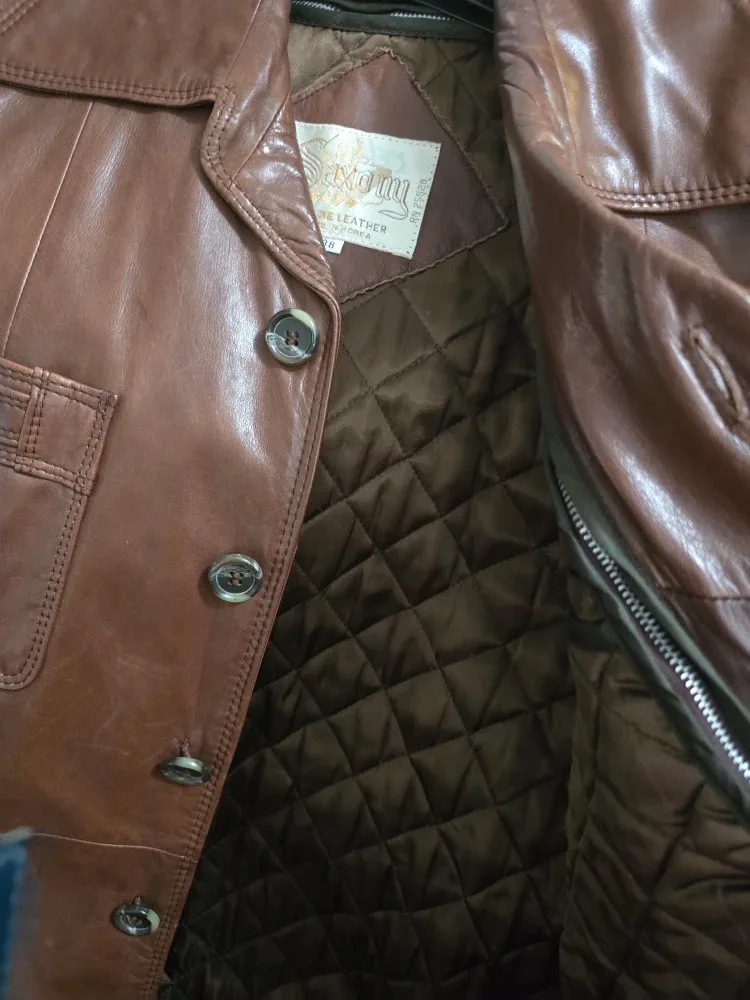 VINTAGE SAXONY Brown Beautiful Leather Jacket image indicator(7)