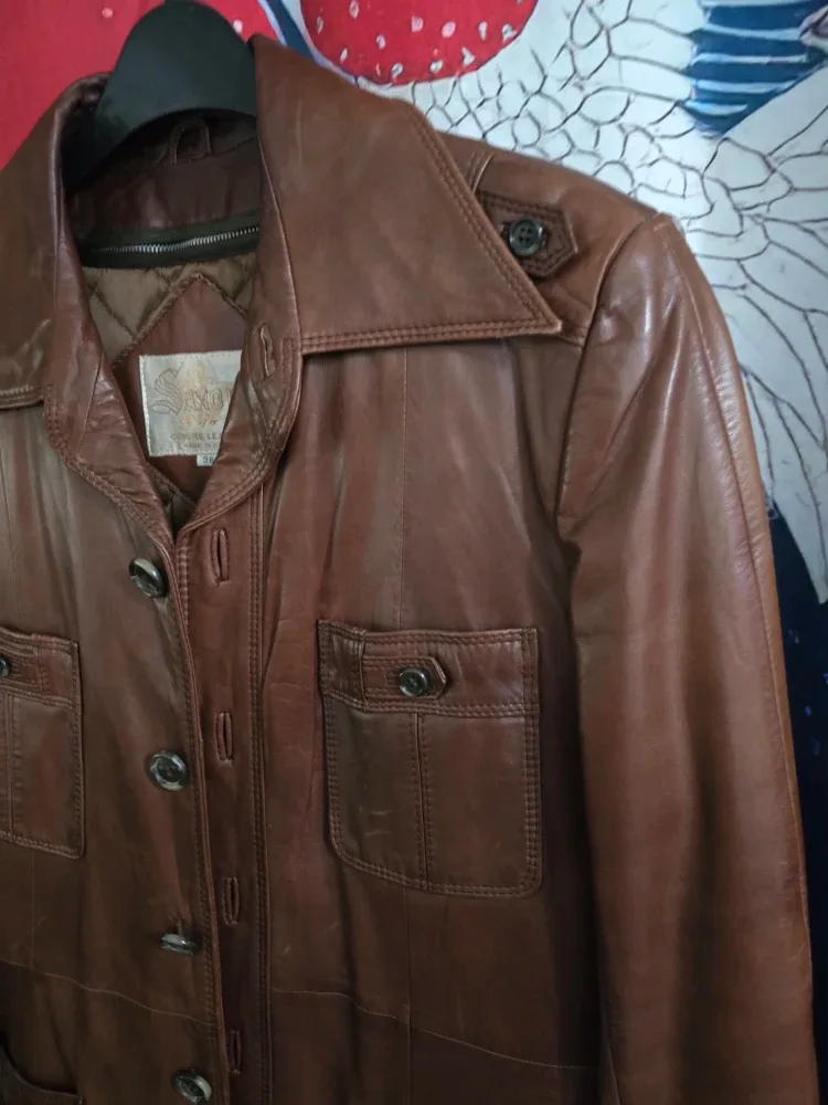 VINTAGE SAXONY Brown Beautiful Leather Jacket image indicator(10)