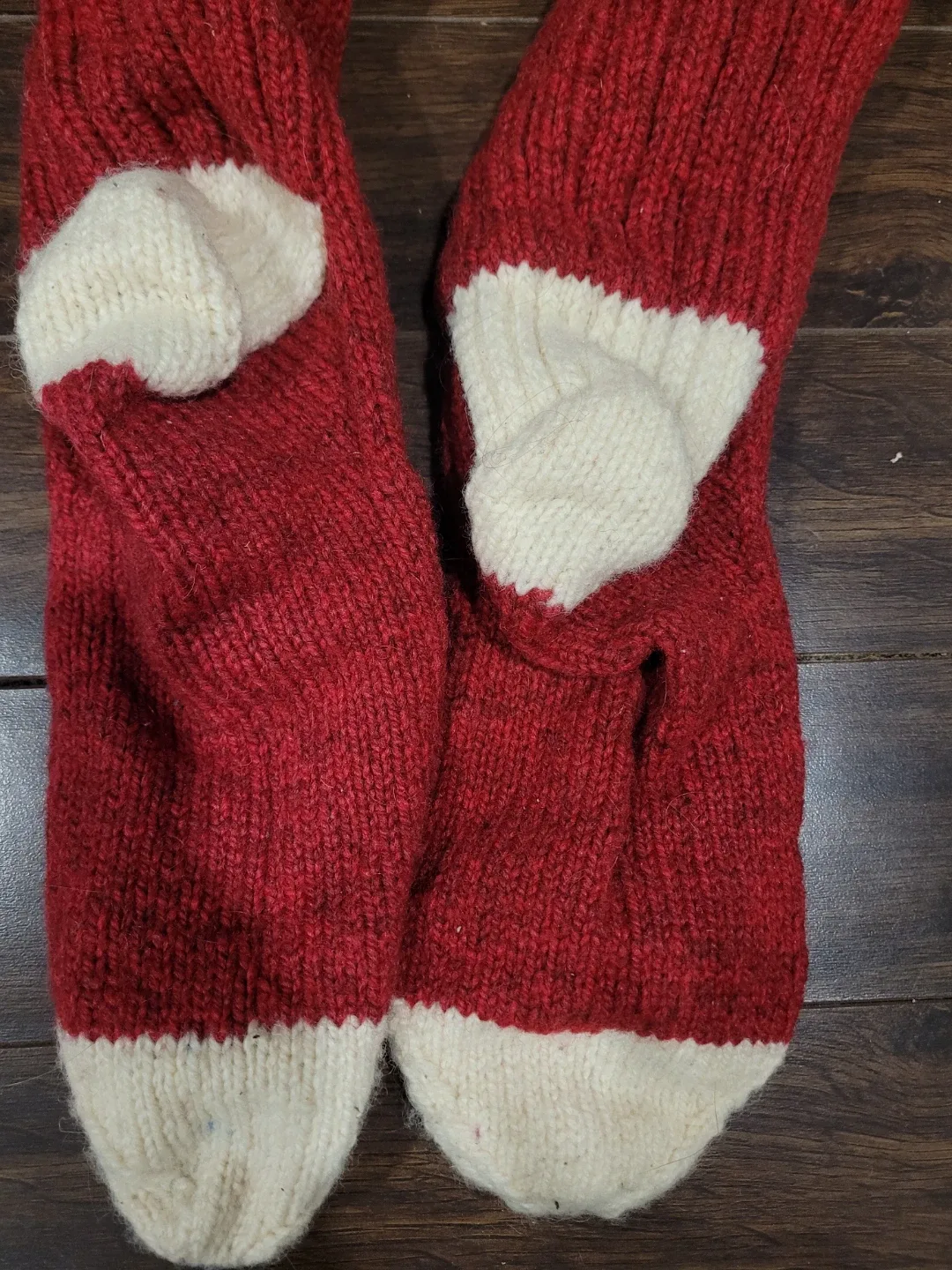 Thick Red  Sheep Wool Socks with Stripes 🥕 image indicator(2)