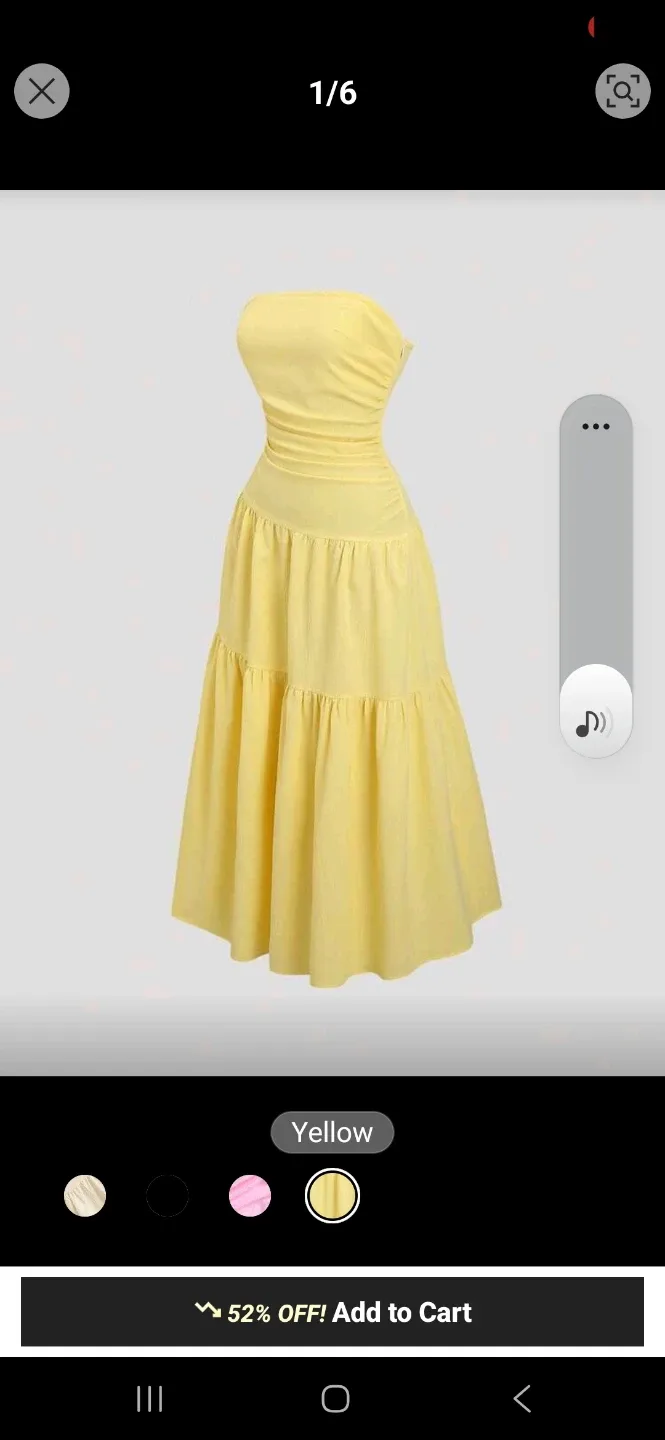 Yellow Strapless Tiered Dress image indicator(4)