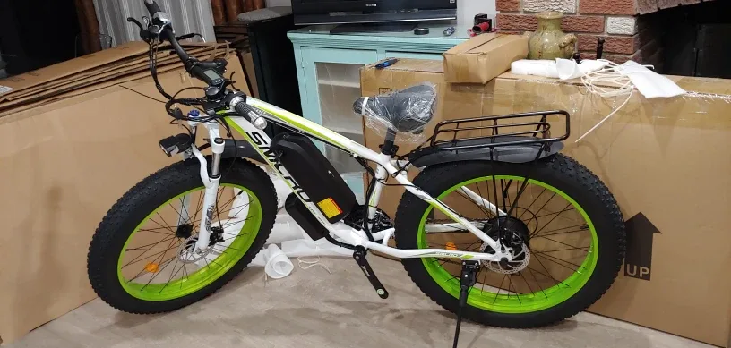 New! SMLRO XDC600 Fat Tire Ebike - White & Green image indicator(4)