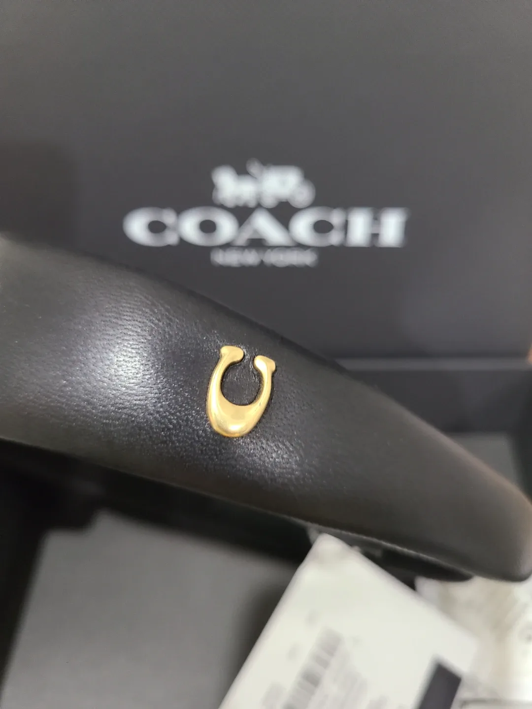Coach Black Leather Headband - New with Box image indicator(4)