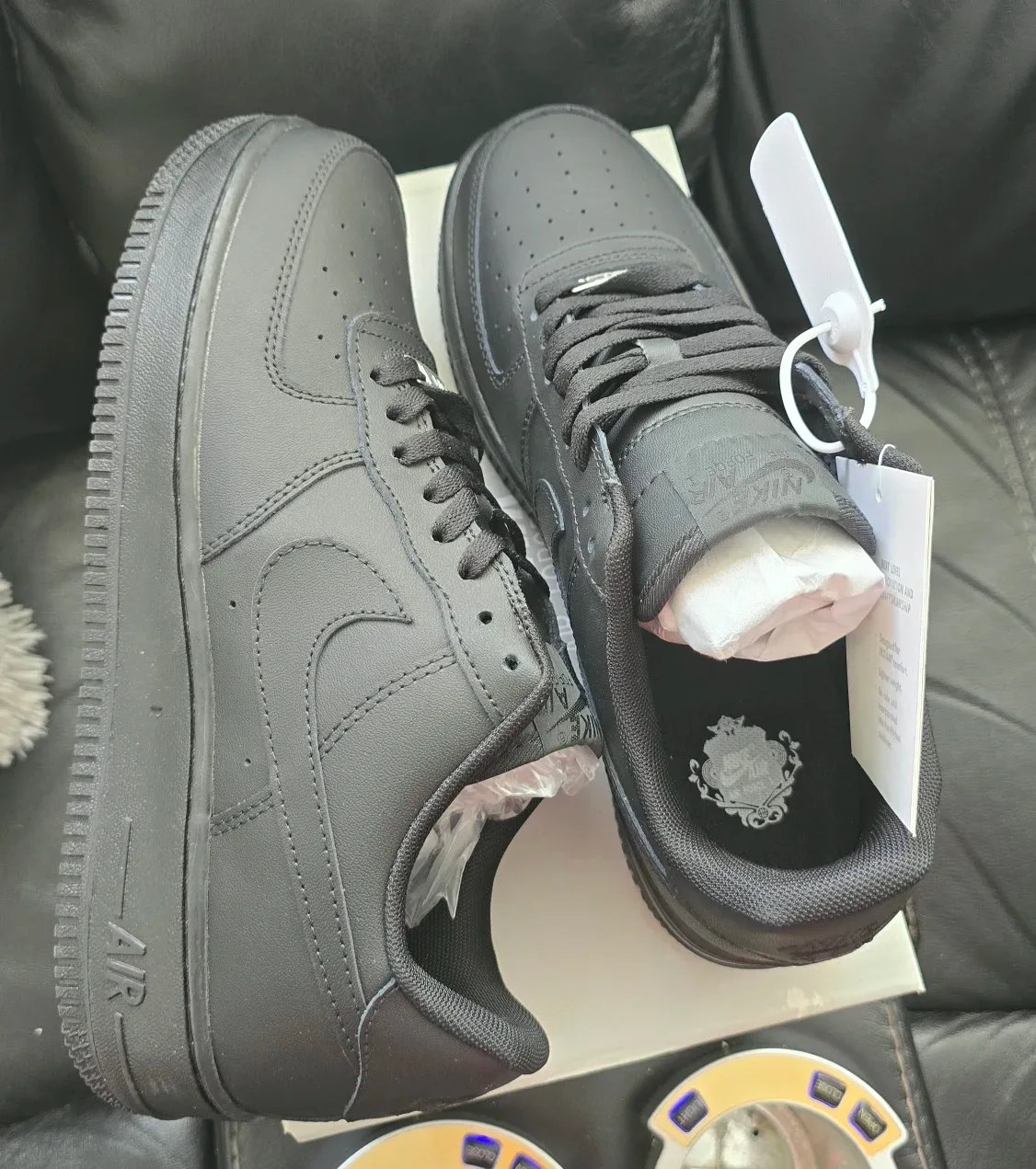 Brand new Nike Air Force All Black sneakers good for school $95 image indicator(5)