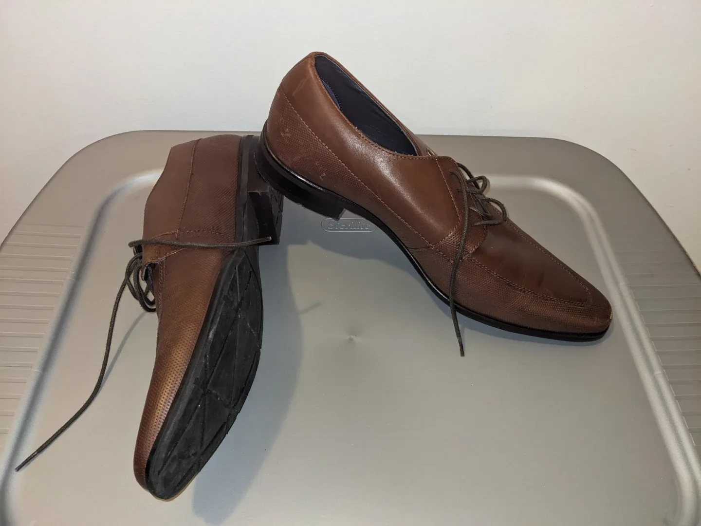 Louis Philippe Brown Leather Formal Dress Shoes - Size US 9