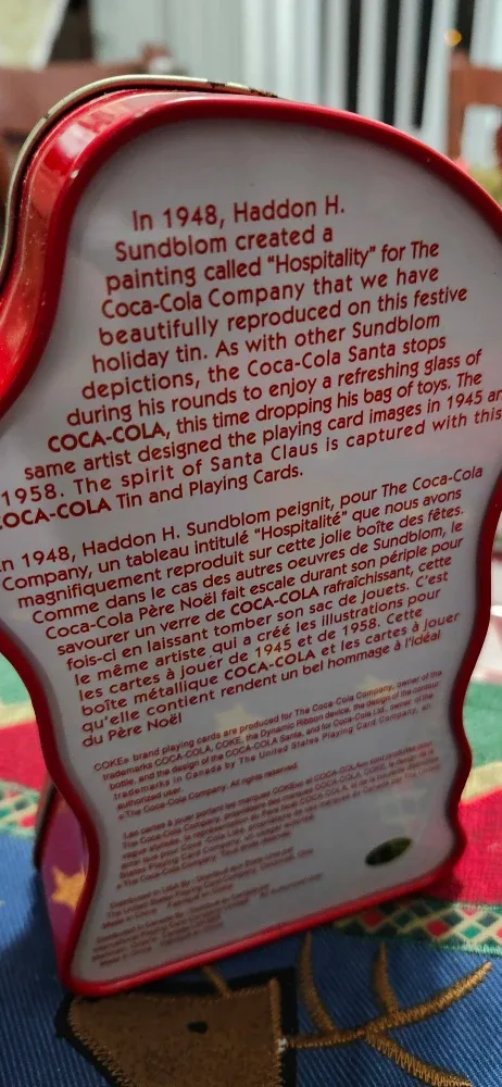 Coca-Cola 1948 Haddon Sundblom Holiday Tin image indicator(4)