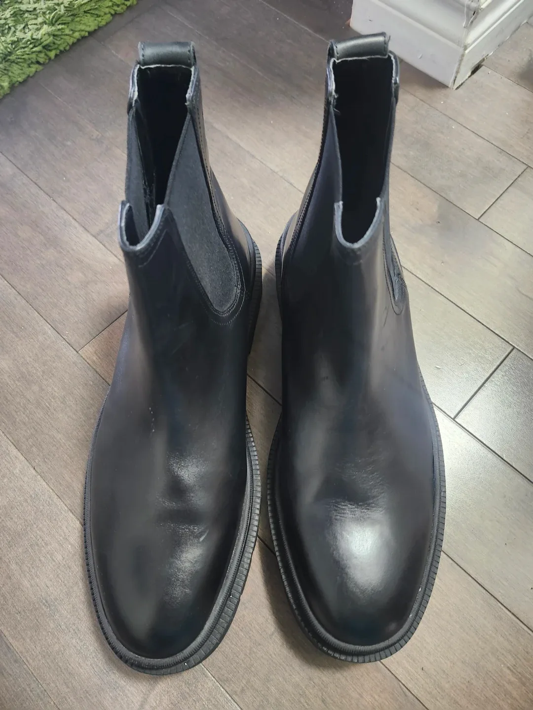 Zara Black Leather Chelsea Boots - Size 46