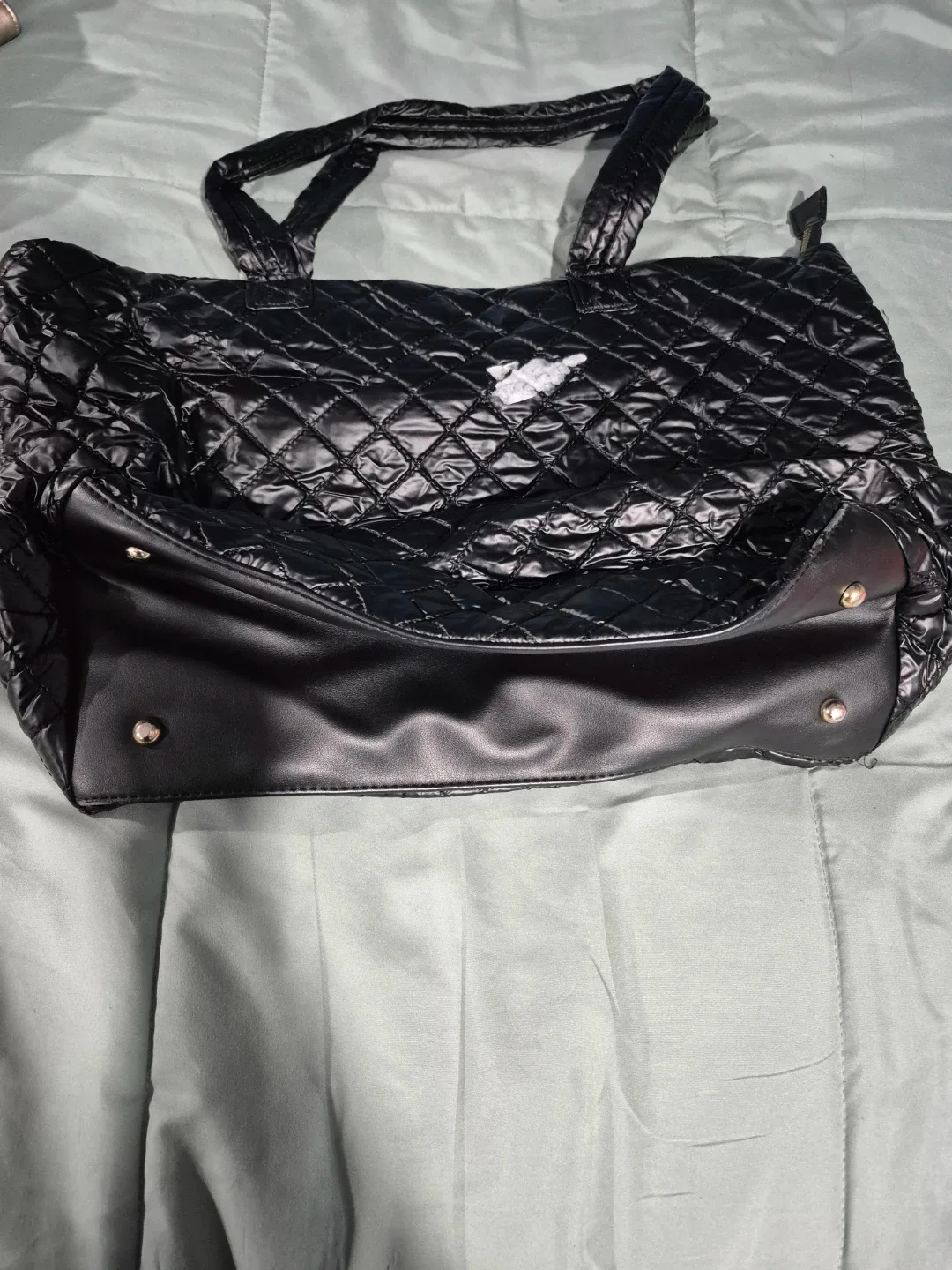 Black Quilted Tote Bag