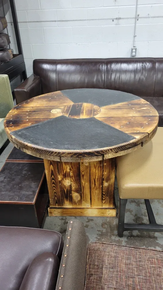DKP Reno's & Delivery Wooden Round Table