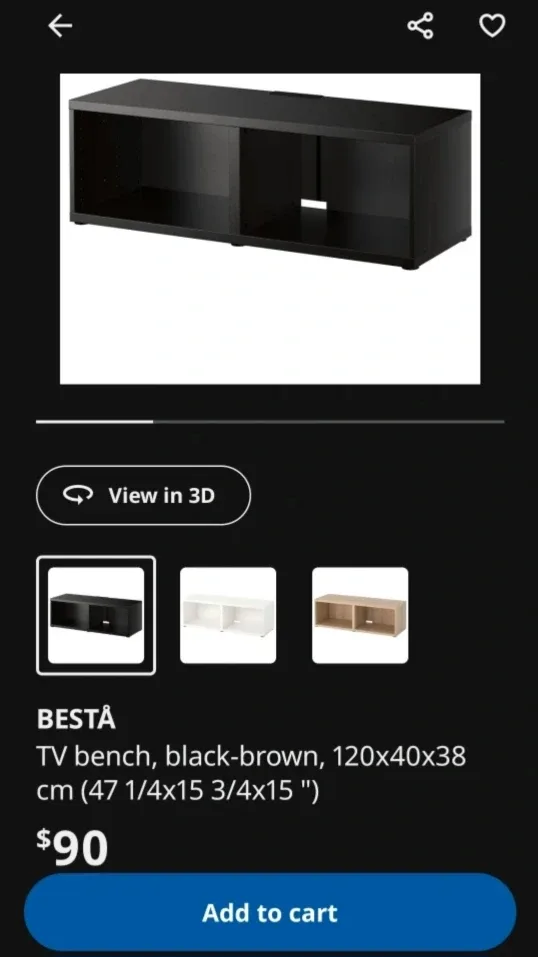 Ikea TV bench, black