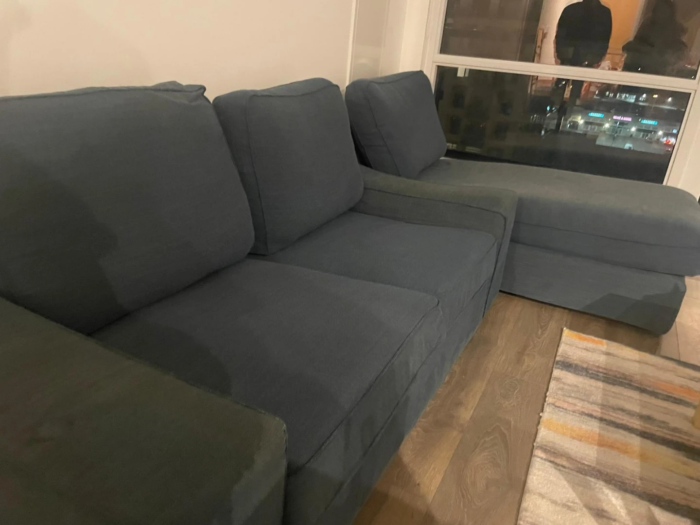 Blue Sofa with Chaise Lounge