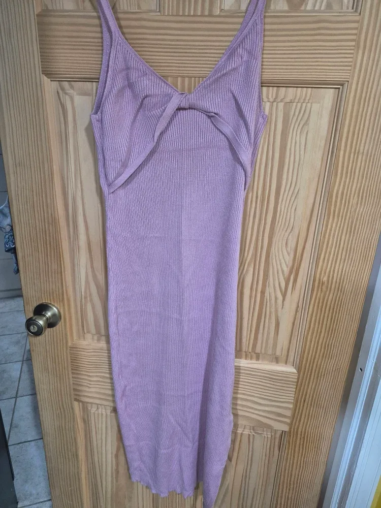 Abercrombie & Fitch Twist Front Knit Desert Rose Midi Dress