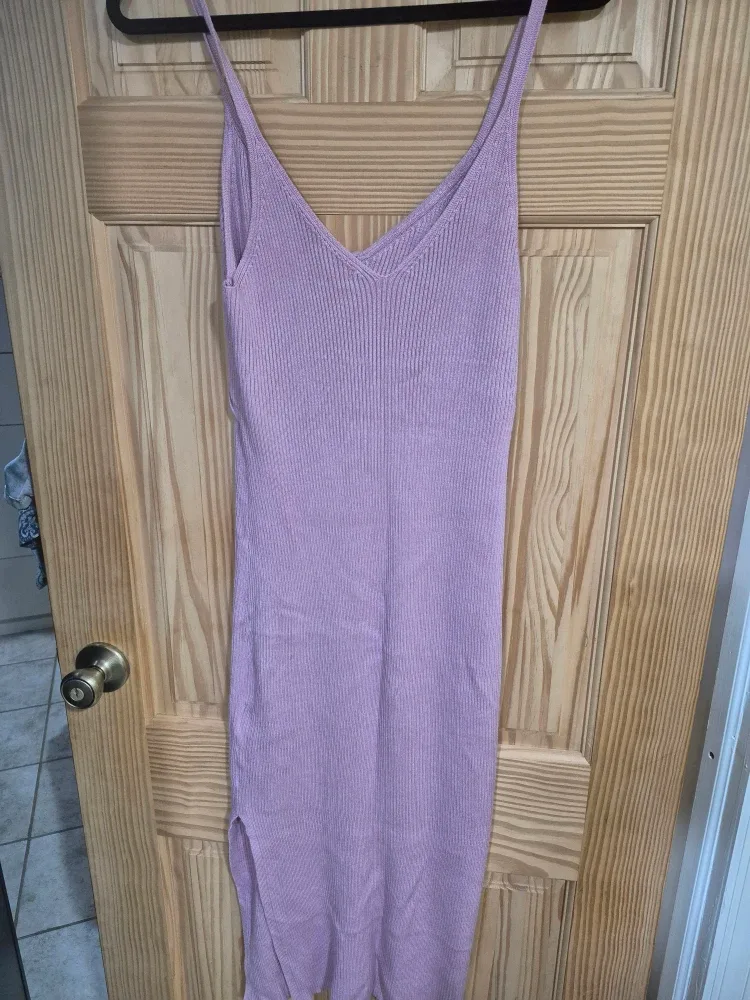 Abercrombie & Fitch Twist Front Knit Desert Rose Midi Dress image indicator(4)