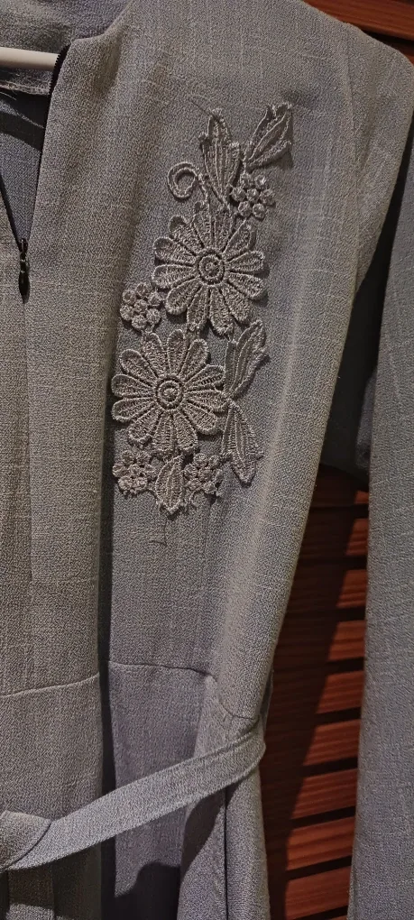 Blue Maxi Dress with Floral Embroidery image indicator(3)