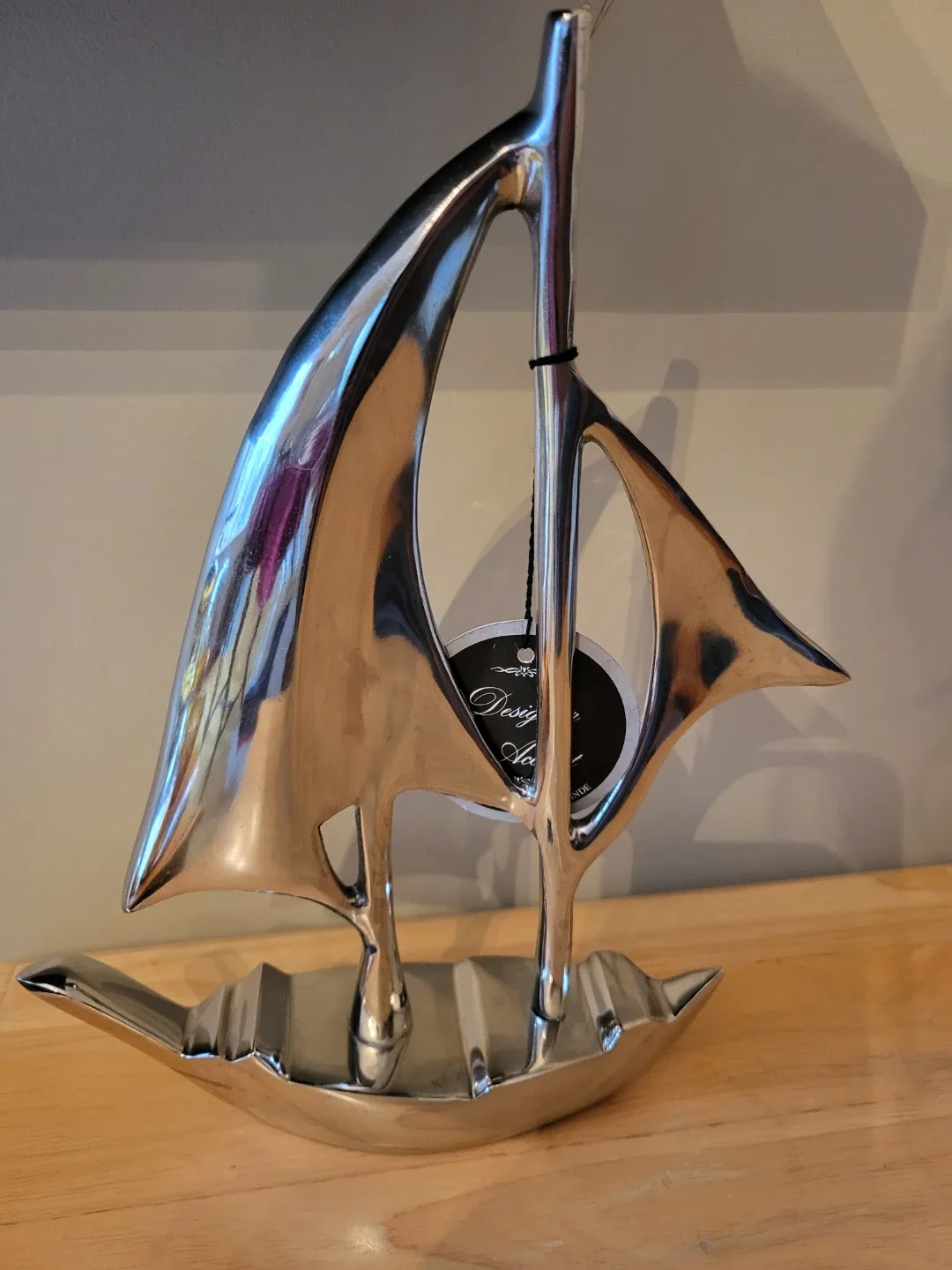 Designer Accent Silver Sailboat Sculpture thumbnail
