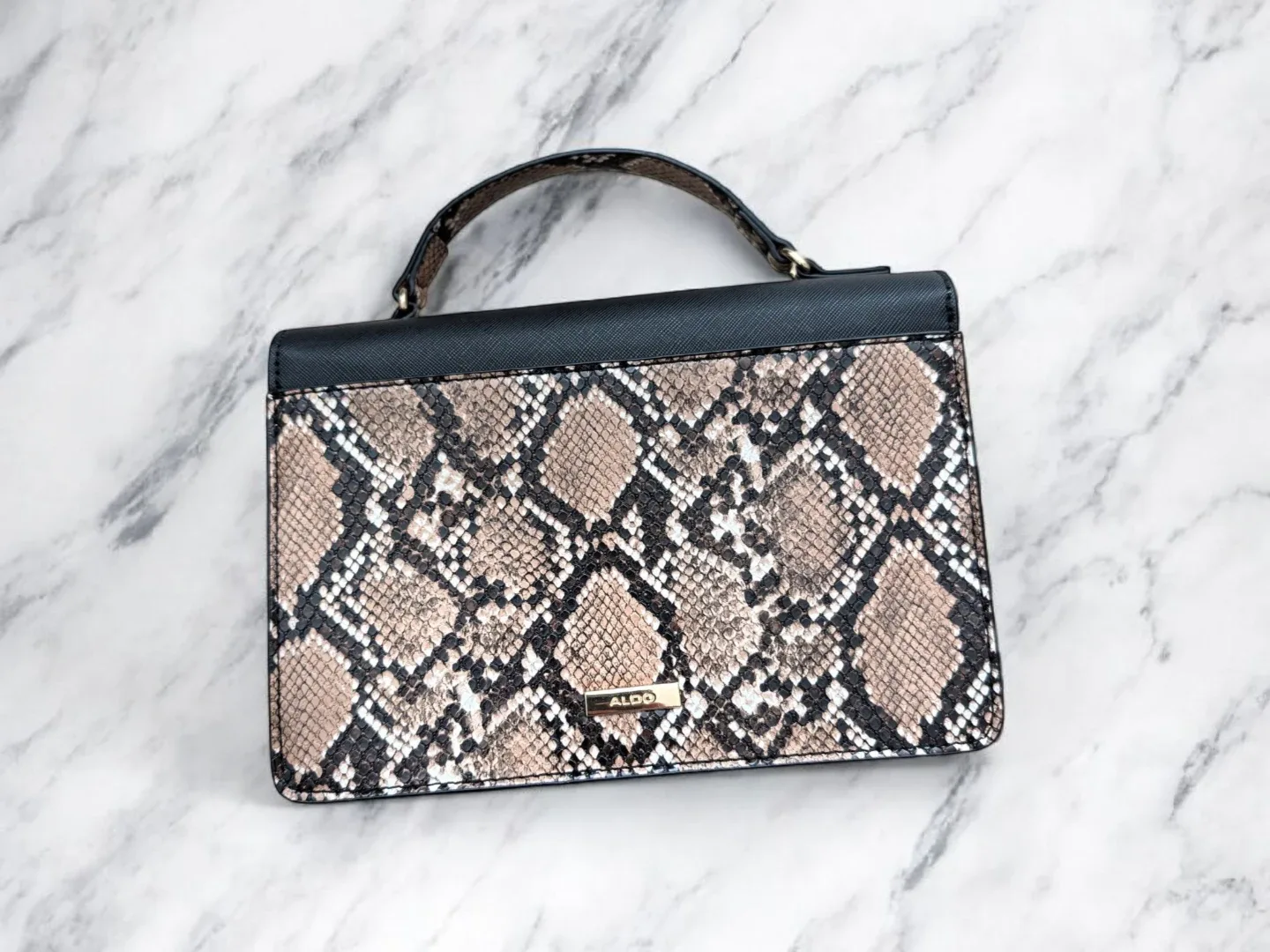 Aldo Black & Snakeskin Print Handbag image indicator(2)