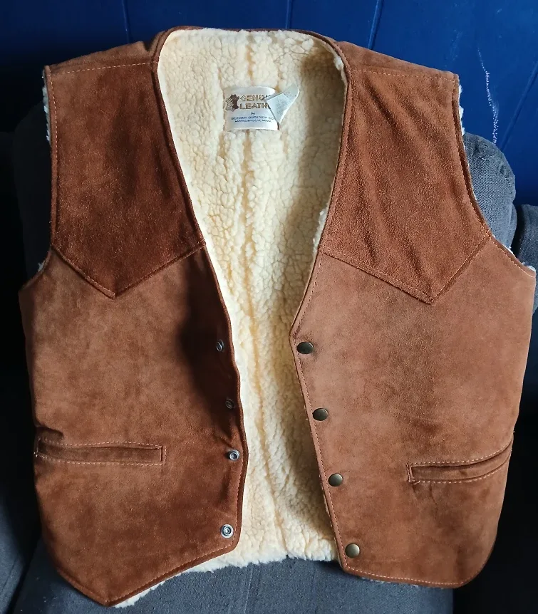 Berman Buckskin Co. Suede Leather Vest - Size 42