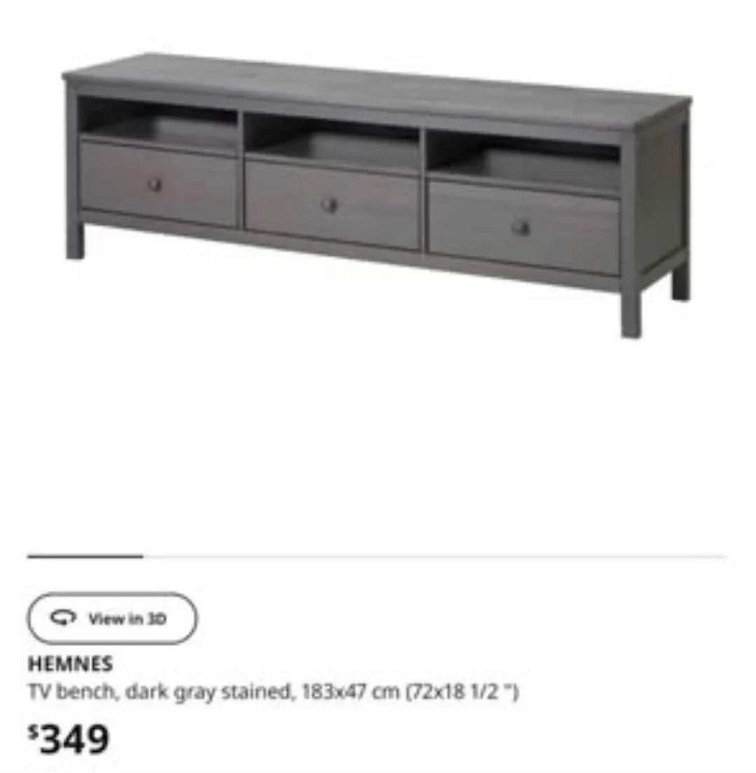 IKEA Hemnes Dark Gray TV Bench image indicator(3)