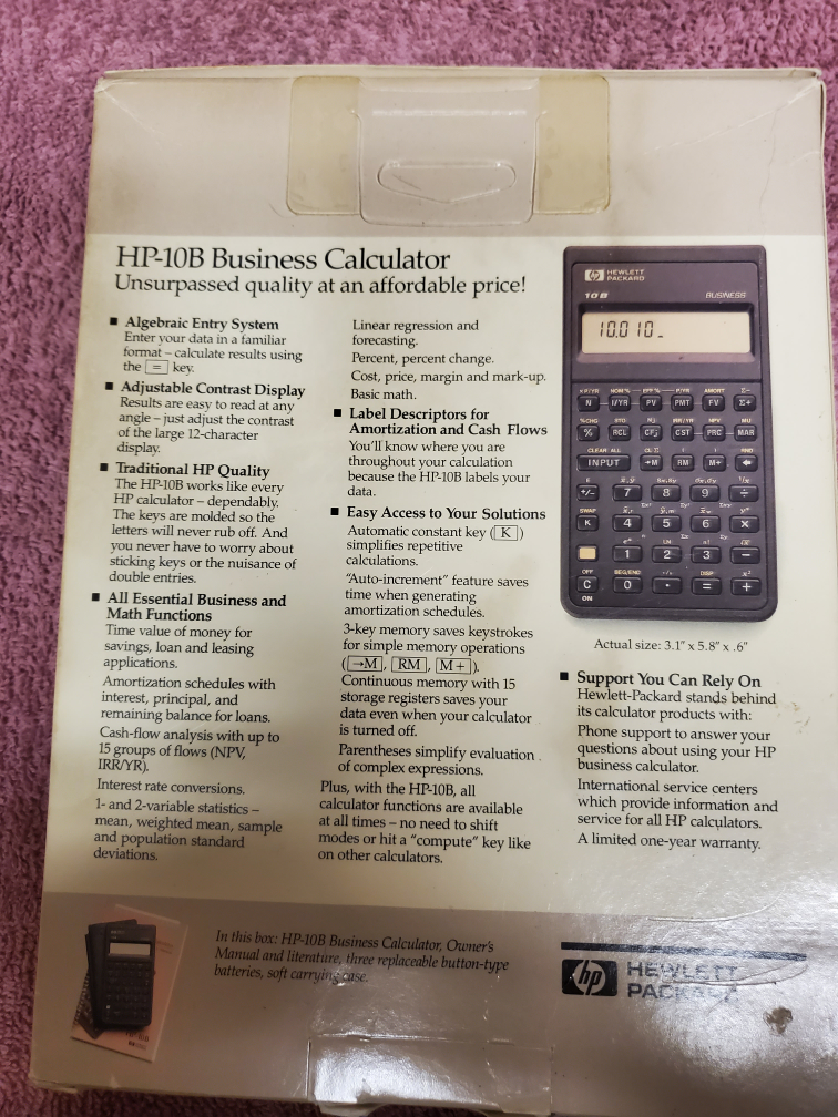 HP-10B Business Calculator with Box - photo 2