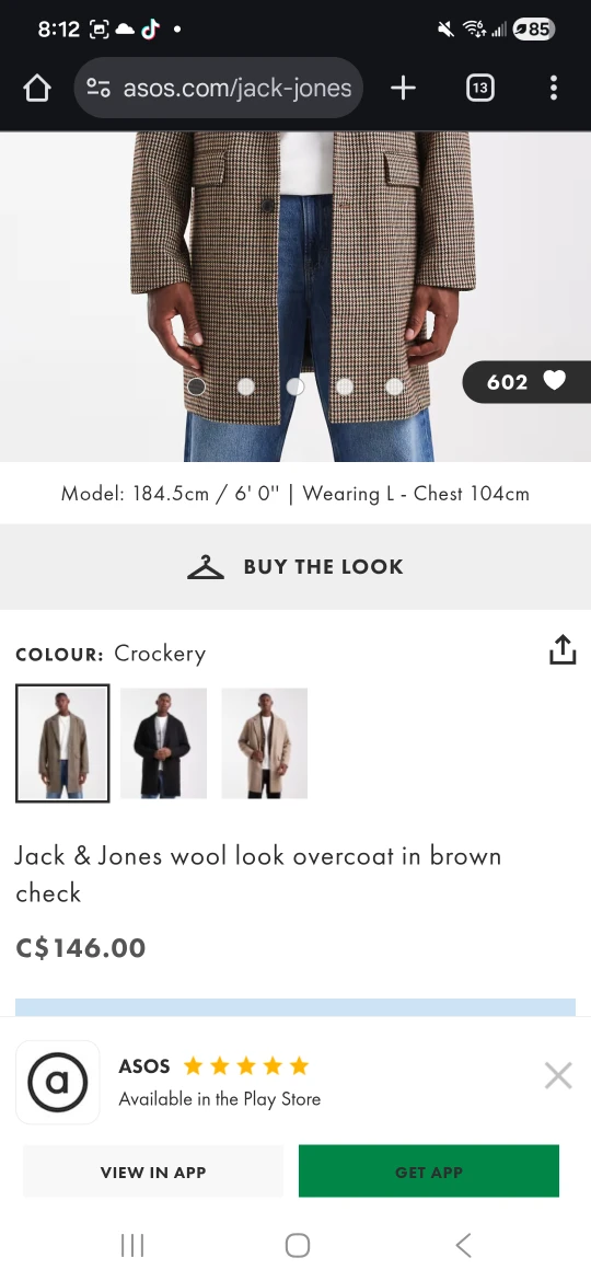Jack n Jones wool look overcoat in brown plaid - photo 4