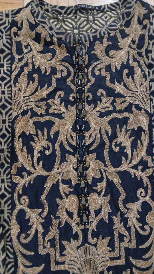 Limelight Embroidered Shalwar Kameez - Black & Gold image indicator(3)