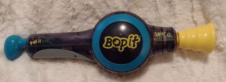 Vintage 2002 Bop It Handheld Toy Game Clear Blue Original Bopit