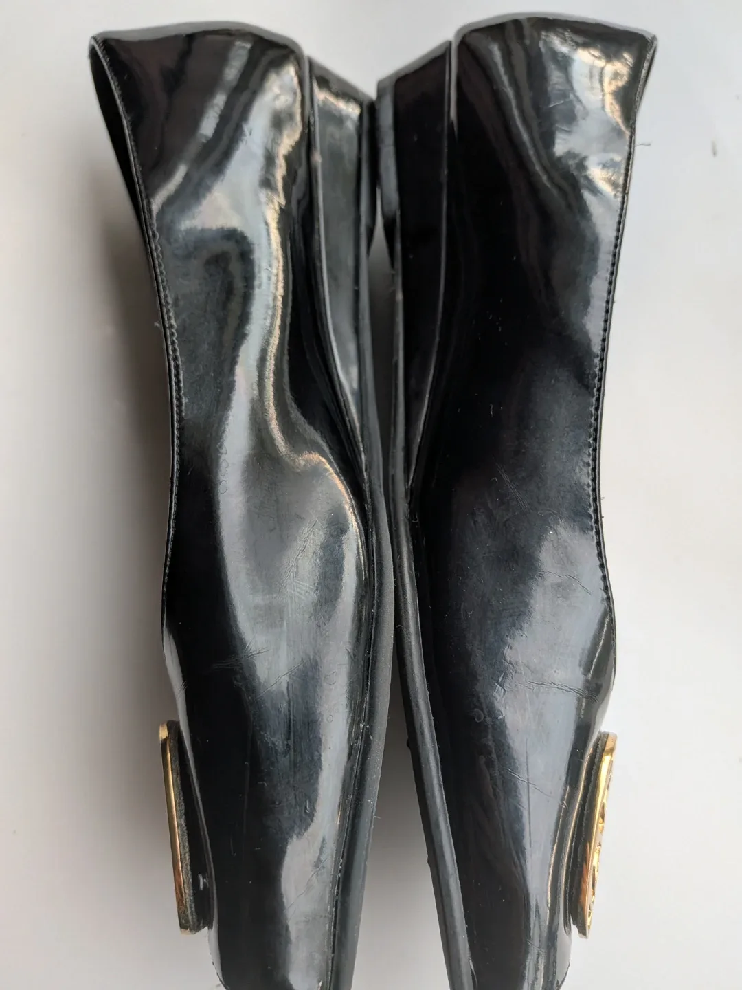 Impo Black Patent Leather Peep-Toe Flats sz 8 image indicator(8)