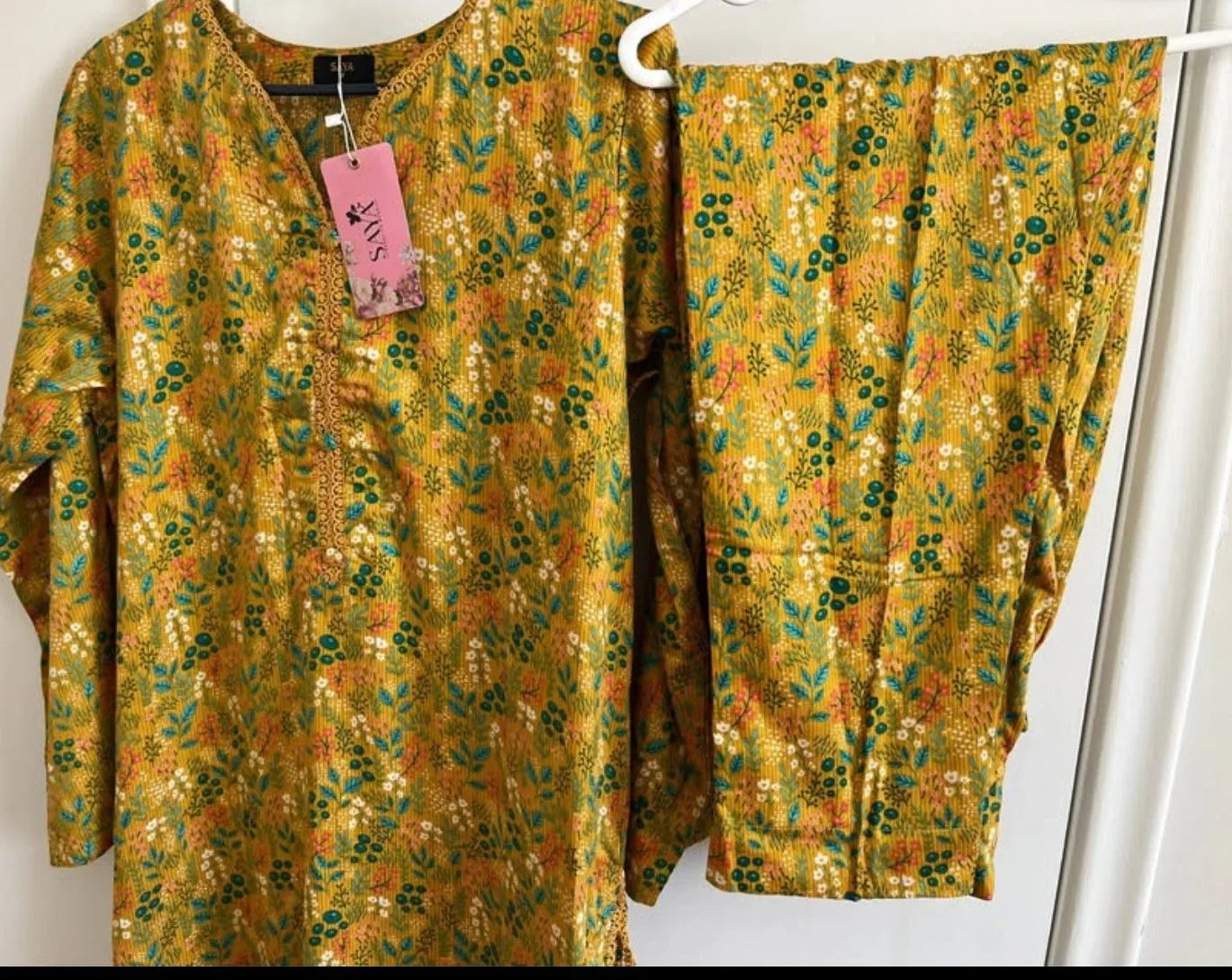 Saya Mustard Floral Print Kurta Set