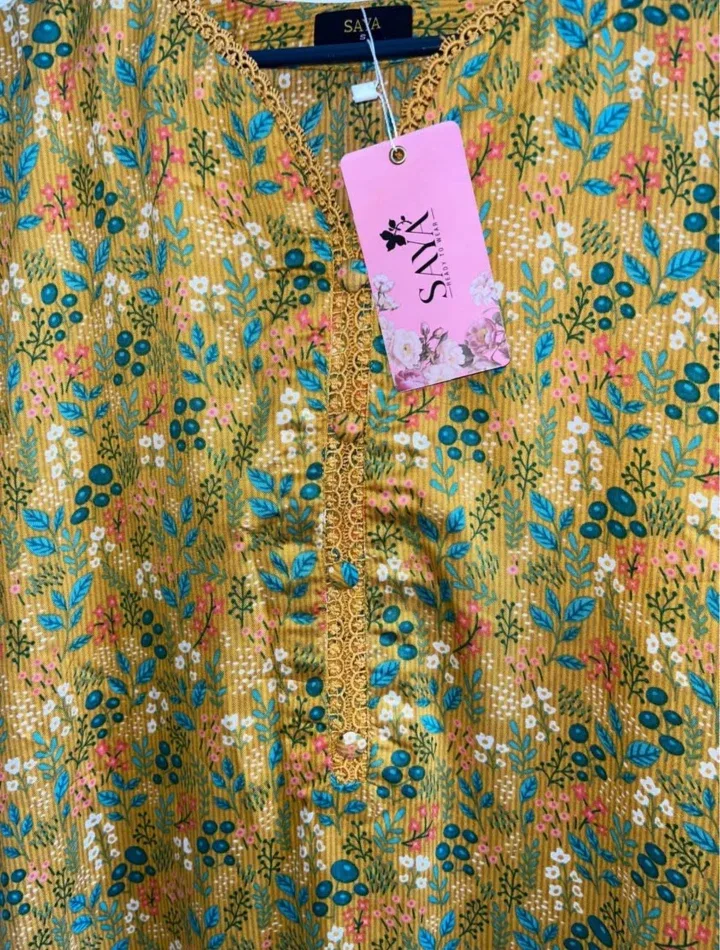 Saya Mustard Floral Print Kurta Set image indicator(2)