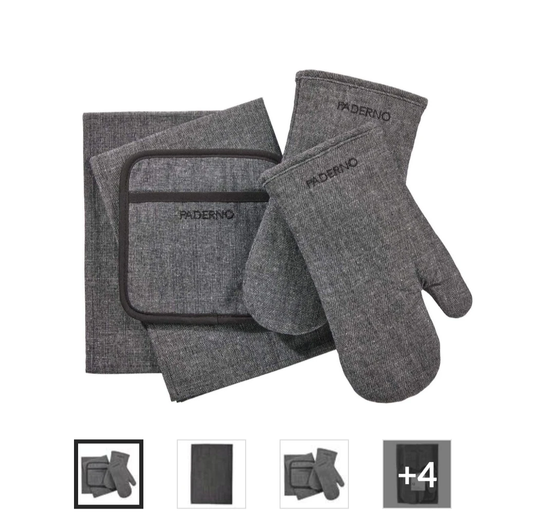 Paderno Oven Mitts, Pot Holders & Kitchen Towels 5 piece Set🥕