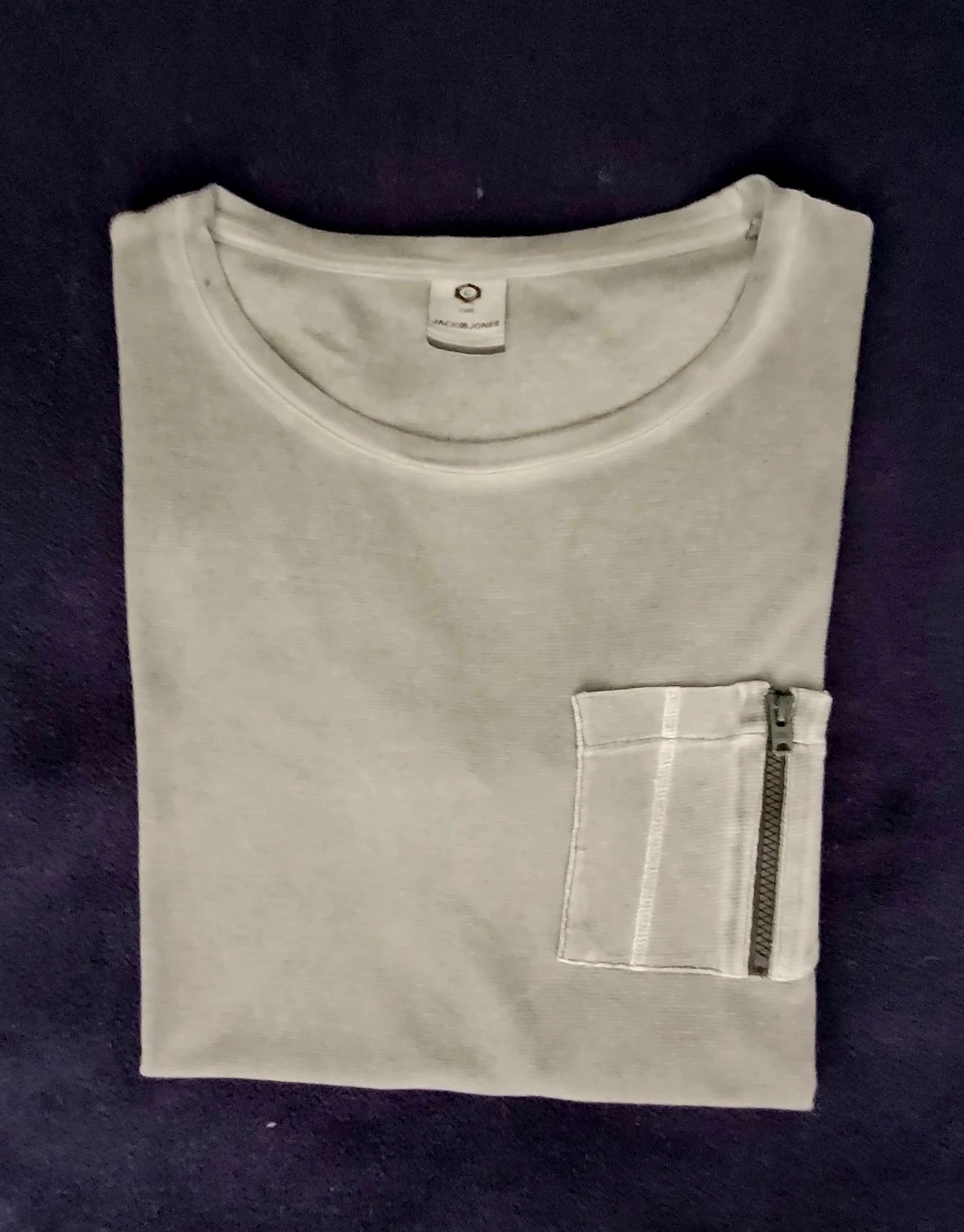Jack & Jones Grey T-Shirt with Zipper Pocket