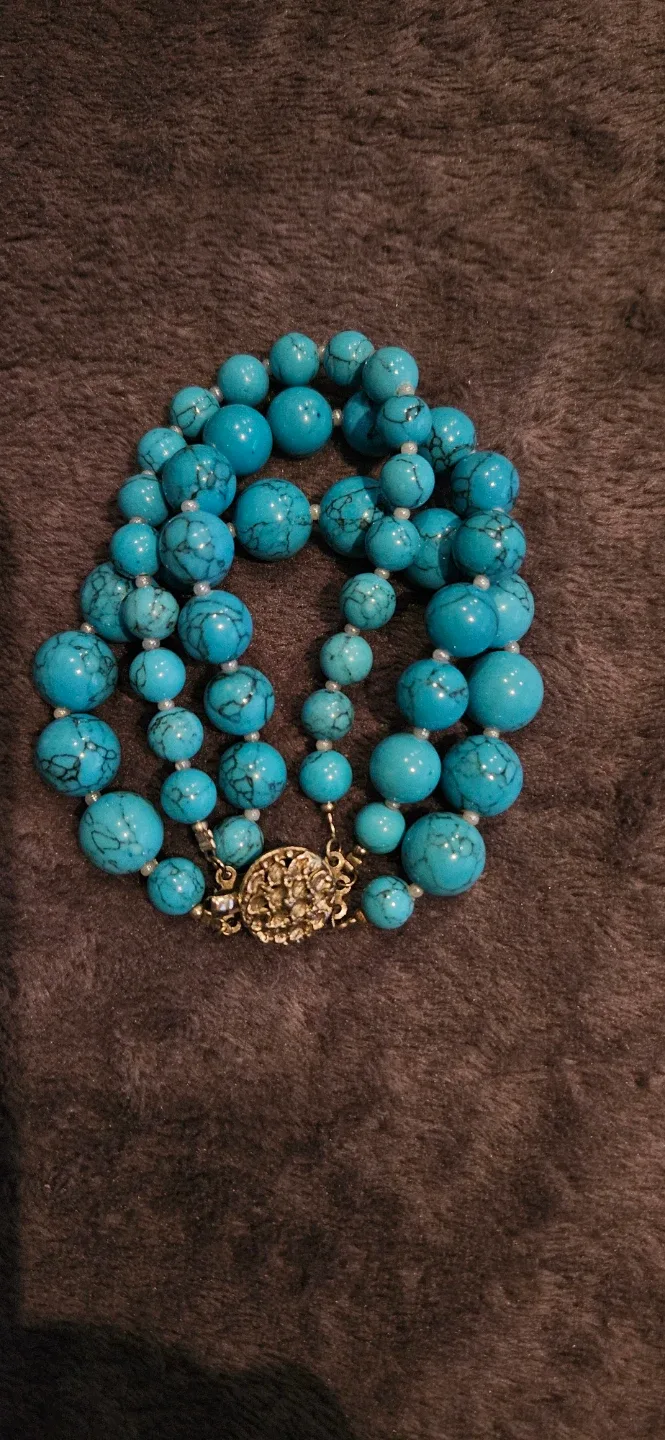 Turquoise Stone Beaded Bracelet thumbnail
